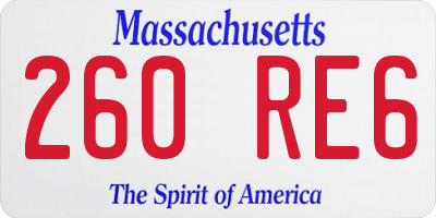 MA license plate 260RE6