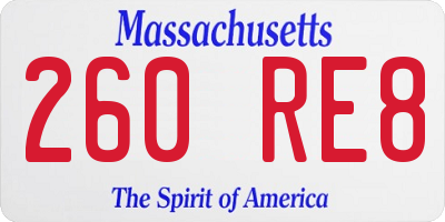 MA license plate 260RE8