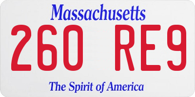 MA license plate 260RE9