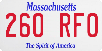 MA license plate 260RF0