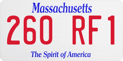MA license plate 260RF1