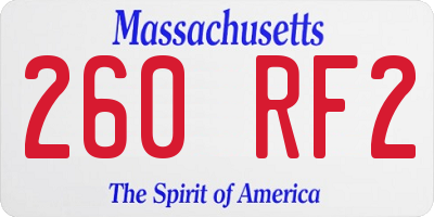 MA license plate 260RF2
