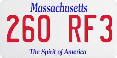 MA license plate 260RF3