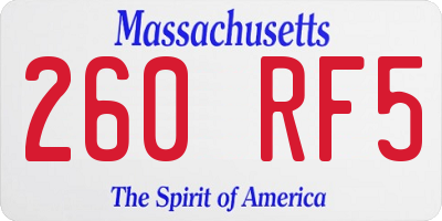 MA license plate 260RF5