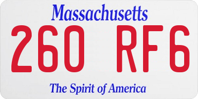 MA license plate 260RF6