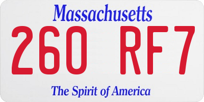 MA license plate 260RF7