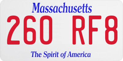 MA license plate 260RF8