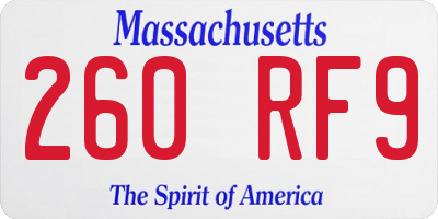 MA license plate 260RF9