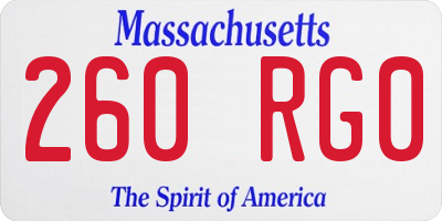 MA license plate 260RG0