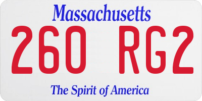 MA license plate 260RG2
