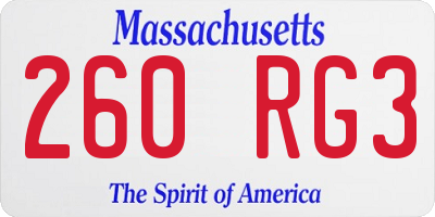 MA license plate 260RG3