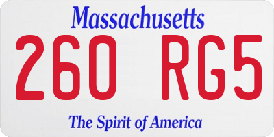 MA license plate 260RG5