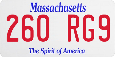 MA license plate 260RG9