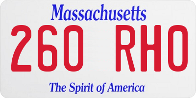 MA license plate 260RH0