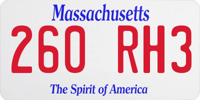 MA license plate 260RH3