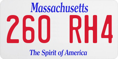 MA license plate 260RH4