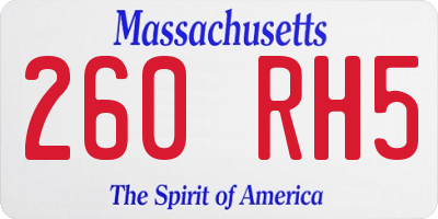 MA license plate 260RH5
