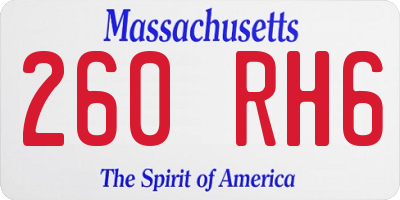 MA license plate 260RH6