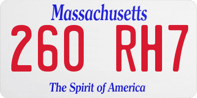 MA license plate 260RH7
