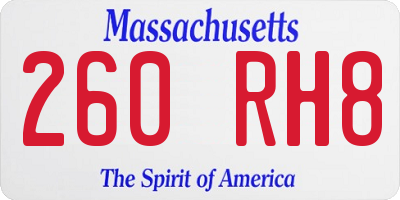 MA license plate 260RH8