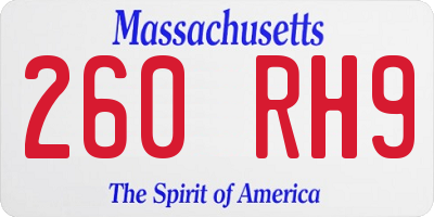 MA license plate 260RH9