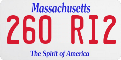 MA license plate 260RI2