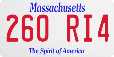 MA license plate 260RI4