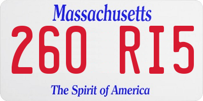 MA license plate 260RI5