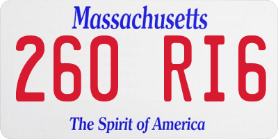 MA license plate 260RI6