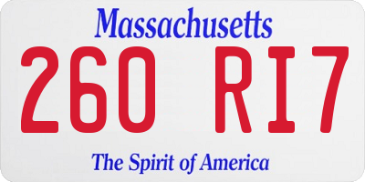 MA license plate 260RI7