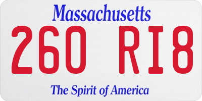 MA license plate 260RI8