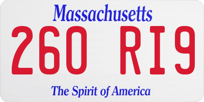 MA license plate 260RI9