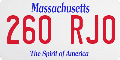 MA license plate 260RJ0
