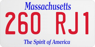 MA license plate 260RJ1