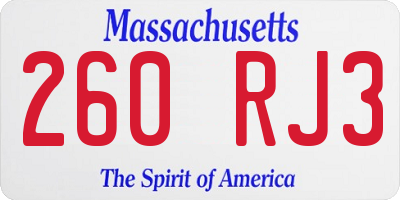 MA license plate 260RJ3