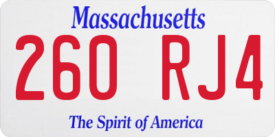 MA license plate 260RJ4