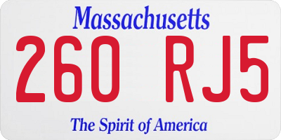MA license plate 260RJ5