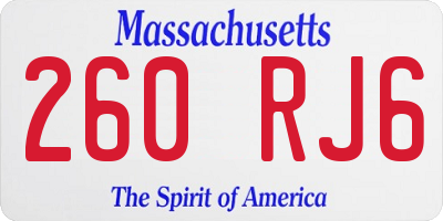 MA license plate 260RJ6