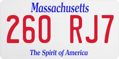 MA license plate 260RJ7