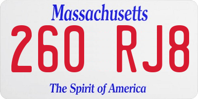 MA license plate 260RJ8