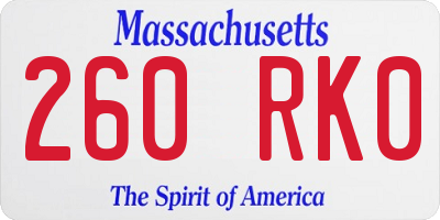 MA license plate 260RK0