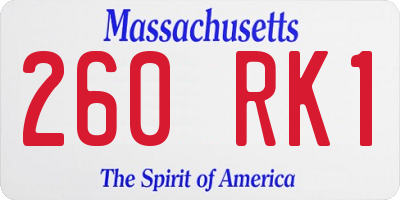 MA license plate 260RK1