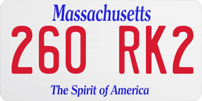 MA license plate 260RK2