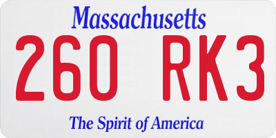 MA license plate 260RK3