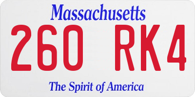 MA license plate 260RK4