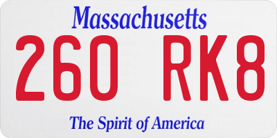 MA license plate 260RK8
