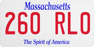 MA license plate 260RL0