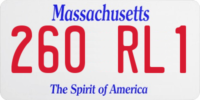 MA license plate 260RL1