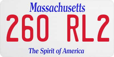 MA license plate 260RL2