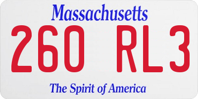 MA license plate 260RL3